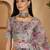 Pastel floral digital print linen silver zari saree with belt lightweight festive saree for women