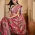 Pink linen silver zari saree with belt trendy digital printed saree for festivals & casual wear