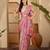 Pink linen silver zari saree with belt trendy digital printed saree for festivals & casual wear