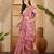 Pink linen silver zari saree with belt trendy digital printed saree for festivals & casual wear