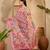 Pink linen silver zari saree with belt trendy digital printed saree for festivals & casual wear