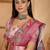 Pink linen silver zari saree with belt trendy digital printed saree for festivals & casual wear