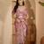 Linen silver zari pink floral digital printed saree with designer waist belt premium festive saree
