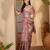 Linen silver zari pink floral digital printed saree with designer waist belt premium festive saree