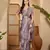 Trendy linen silver zari multi-color abstract digital print saree with belt party wear saree