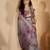Trendy linen silver zari multi-color abstract digital print saree with belt party wear saree