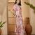 Pastel pink linen silver zari digital print saree with latkan tassel pallu & belt