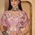 Pastel pink linen silver zari digital print saree with latkan tassel pallu & belt