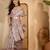 Elegant linen silver zari digital print saree with tassel pallu & designer belt