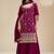 Maroon embroidered vichitra silk semi-stitched palazzo style salwar suit