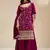 Maroon embroidered vichitra silk stitched palazzo style salwar suit
