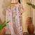 Elegant linen silver zari digital print saree with tassel pallu & designer belt