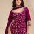 Maroon embroidered vichitra silk semi-stitched palazzo style salwar suit
