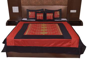 Polysilk Rajwada Mirror work Bed Cover Set 1