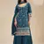 Blue embroidered vichitra silk stitched palazzo style salwar suit