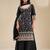 Black embroidered vichitra silk semi-stitched palazzo style salwar suit