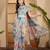 Linen silver zari multi-color digital print saree with latkan pallu & designer belt
