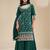 Dark green embroidered vichitra silk semi-stitched palazzo style salwar suit