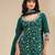 Dark green embroidered vichitra silk semi-stitched palazzo style salwar suit