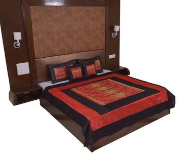 Polysilk Rajwada Mirror work Bed Cover Set 2
