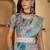 Linen silver zari multi-color digital print saree with latkan pallu & designer belt