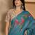 teal blue eroad art silk saree with digital floral print soft lightweight ethnic festive saree