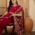 Wine red georgette embroidered saree with floral border elegant festive wear designer saree