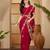 Wine red georgette embroidered saree with floral border elegant festive wear designer saree