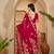 Wine red georgette embroidered saree with floral border elegant festive wear designer saree