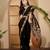 Black georgette embroidered saree with belt kashmiri thread work festive wear designer saree