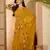 Mustard yellow georgette embroidered saree with belt kashmiri thread work festive wear saree