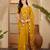 Mustard yellow georgette embroidered saree with belt kashmiri thread work festive wear saree