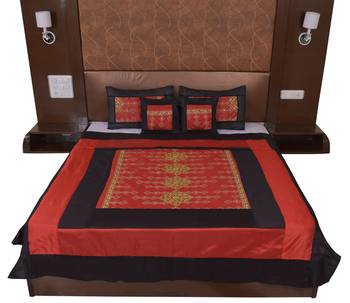 Polysilk Rajwada Mirror work Bed Cover Set 3