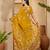 Mustard yellow georgette embroidered saree with belt kashmiri thread work festive wear saree