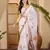 White georgette embroidered saree with belt kashmiri thread work designer festive wear saree