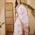 White georgette embroidered saree with belt kashmiri thread work designer festive wear saree