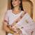 White georgette embroidered saree with belt kashmiri thread work designer festive wear saree
