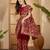 Maroon georgette embroidered saree with belt heavy kashmiri thread work festive wear saree