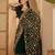 Dark green georgette embroidered saree with belt heavy kashmiri thread work festive saree