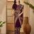 Wine purple georgette embroidered saree with belt heavy kashmiri thread work designer saree