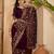 Wine purple georgette embroidered saree with belt heavy kashmiri thread work designer saree