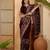 Wine purple georgette embroidered saree with belt heavy kashmiri thread work designer saree