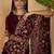 Wine purple georgette embroidered saree with belt heavy kashmiri thread work designer saree