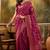 royal magenta banarasi jacquard saree with zari weaving, mina & lace work