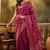 royal magenta banarasi jacquard saree with zari weaving, mina & lace work