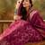 royal magenta banarasi jacquard saree with zari weaving, mina & lace work