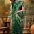 graceful green banarasi jacquard saree with zari weaving, mina & lace work