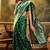 graceful green banarasi jacquard saree with zari weaving, mina & lace work
