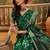 graceful green banarasi jacquard saree with zari weaving, mina & lace work