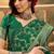 graceful green banarasi jacquard saree with zari weaving, mina & lace work